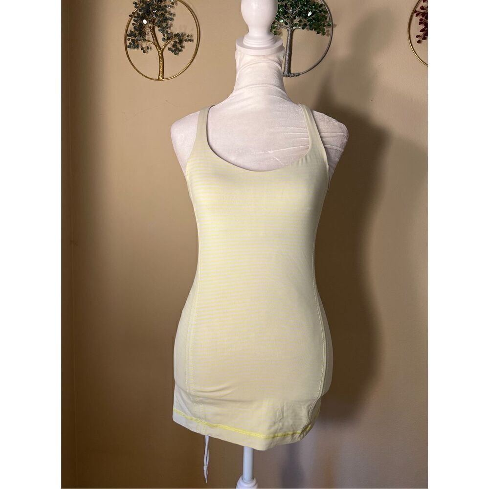 Lululemon Free To Be Tank Slope Stripe Polar Cream Clarity Yellow Size 4